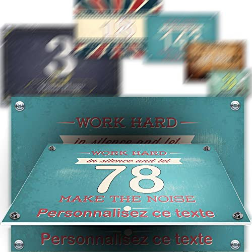 Petite plaque PVC numéro maison décorative - pour porte et boite aux lettres - collection vintage : 2 lignes personnalisables