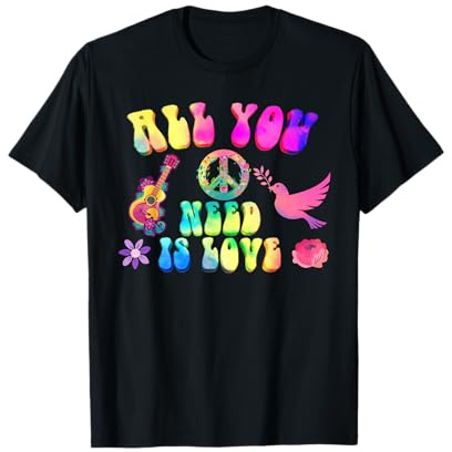 Lustige Hippie Kostüm 60er 70er Jahre Costume Damen Herren T-Shirt