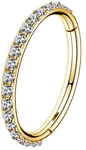 OUFER Bauchnabelpiercing, 14g, 8 mm, aufklappbar, CZ Bauchnabelpiercing Ring Gold Chirurgenstahl kurzer Langer Piercing Bauchnabel Silber Belly Button Piercing Schmuck Frauen