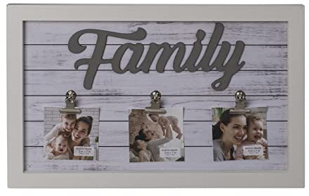 Bilderrahmen Fotorahmen Familie Family 42 x 26 cm Foto-Collage Gallerierahmen mit Clip Haken Retro Design