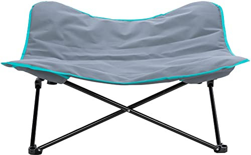 TRIXIE Lit de Camping pour Chien, 88 × 32 × 88 cm, Gris Foncé/Pétrole - 28216