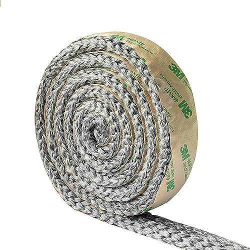 Holzofendichtung, selbstklebende Flachdichtung für Holzöfen und Kamine, 25 mm Breite, 9 mm Dicke, 1,8 m Länge, hochtemperaturbeständiges Fiberglas-Holzofentürdichtungsband