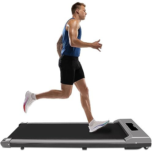 bigzzia Laufband für Zuhause Joggen - 1-10km/h Laufbänder Schreibtisch 120kg Laufgerät Elektrisch Tragbar Walking Pad mit LCD-Display + Fernbedienung