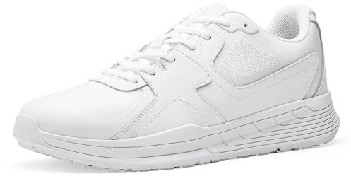Shoes For Crews Unisex rutschhemmende Arbeitssneaker – Bequem, weiches Leder, Spritzschutz, OB E SRC, ideal für Gastronomie und Küchen für Kellner und Koch, Sicherheitsdienst, Einzelhandel – Condor II