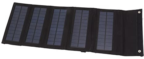 Solar Power Bank, 50W Portable Solar Panel Bag 5 Folding Solar Panel Case for Outdoor Emergency (Black)