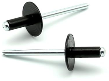 Rivetti a strappo STANDARD Alluminio/Acciaio Testa Extra Larga 16,0mm Verniciato Nero RAL 9005 4.8x20 Spessore serrabile 14.0-16.0mm - Confezione da 250 pezzi