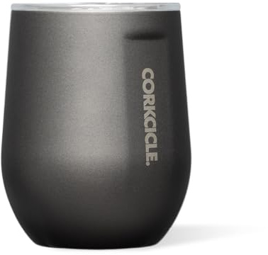 Corkcicle Stemless Wine Tumbler with Lid, 12 oz, Ceramic Slate | Shatterproof Cover-BPA-Safe Materials-No-Sweat Exterior-Easy-Grip Sides-Non-Slip Base-Durable Construction