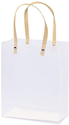 10 Pack Translucent Gift Bag Clear Plastic Gift Bags with Handles PVC Frosted Tote Bag White Carrier Bag Reusable Present Wrap Bags for Birthday, Wedding, Christmas Party, Shopping, Baby Shower