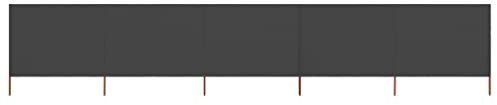 Homgoday 5-teiliges Windschutzgewebe Faltbar Strand Windschutz Sichtschutz Zaunblende für Camping Balkon Terrasse Garten Zaun Strand 600 x 120 cm Anthrazit