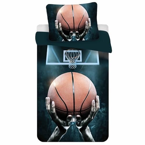 sarcia.eu Basketball Baumwollbettwäsche, Bettwäsche für Jungen 140cm x 200cm Oeko-TEX
