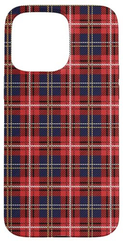 Hülle für iPhone 15 Pro Max Rot Plaid Tartan Kariert Muster Telefon