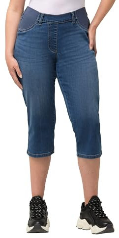 Ulla Popken Capri Jeans mit Elastikbund, Sienna, Jeans Mujer, Blau,