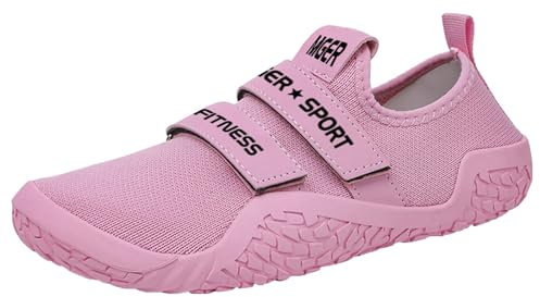 DAMANDO Frauen Gewichtheben Schuhe, Leichte Barfuß Squat Schuhe Einstellbare Powerlifting Deadlift Gym Trainer Für Damen,Rosa,38 EU