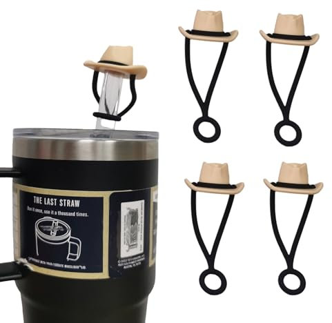Silikon-Trinkhalm-Abdeckkappe, kompatibel mit Yeti-Strohbecher, niedlicher Cowboy-Hass, lustiger Trinkhalm-Aufsatz, Zubehör für 10 mm Stroh, Geschenk für Mann und Frau, Geschenk (Rose Pink)