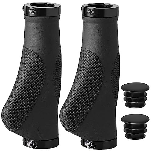 Txeouse Fahrradgriffe,Ergonomische Fahrradgriffe,Aluminium-Verschlussring-Design,rutschfest und Bequem,Griffe für 22,2 mm Velo,Mountainbike,Rennrad Lenker Griffe (130mm+130mm)