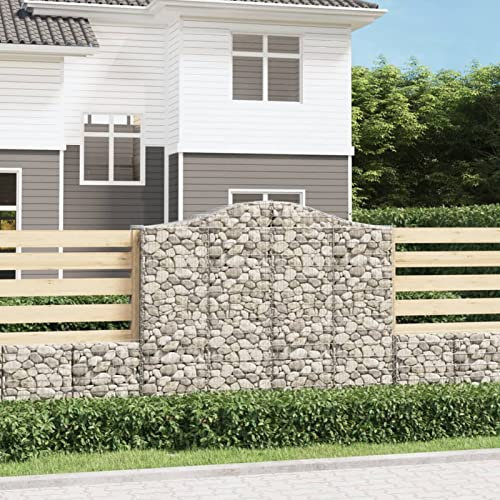 Chaduof Gabionen mit Hochbogen 6 STK Gabionenkörbe, Gabionen Hochbeet, Steinkorb, Gabionengitter, Kräuterspirale Für Garten, Drahtkorb Für Pflanzen, 200x50x160/180cm Verzinktes Eisen