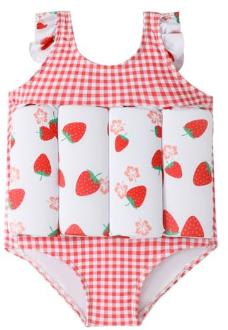 OMEWEE Rose-Maillot de Bain Fille Combinaison Flottante � Flottabilit� R�glable B�b� Fille Une Pi�ce Maillot de Bain � Manches Courtes Swimsuit S�chage Rapide 2-3 Ans Rose 6-9mois