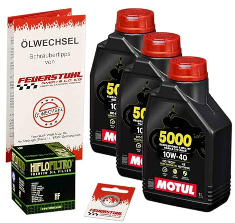 Öl & Ölfilter für Honda XRV 750 Africa Twin, 1993-2003 (RD07), Ölwechsel Set 10W-40 Motoröl + HiFlo Filter + Dichtring(e)