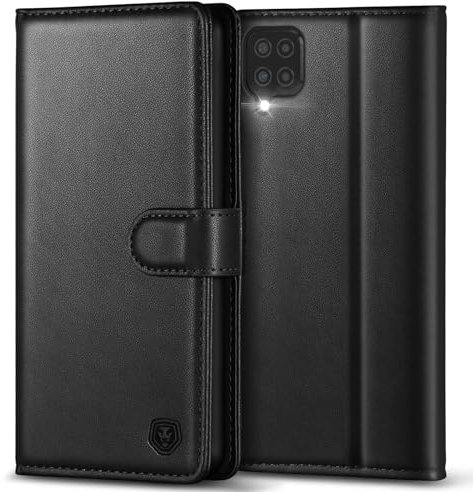 Kuafcase for Samsung Galaxy A12 5G/M12 Case with 4 Card Slots Magnetic Closure Kickstand Shockproof Protective Phone Case for Samsung Galaxy A12 - Black