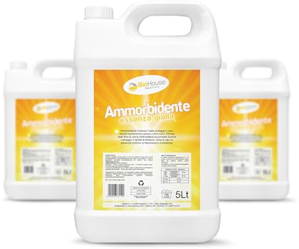 Ammorbidente Lavatrice Profumato 5 Litri Detersivo Lavatrice Liquido Concentrato 100 Lavaggi Protegge e Cura i Tessuti Facilita e Stiratura (Essenza Gialla)
