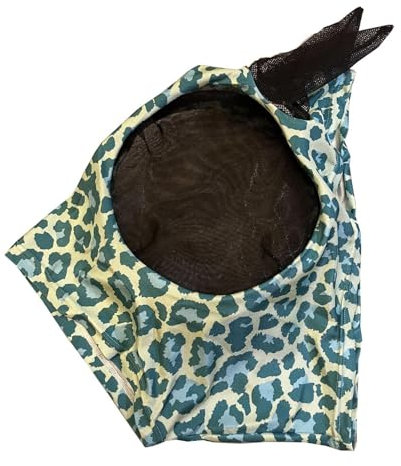 Zqkimzi Fliegenabdeckung für , Anti-Bissschutz, Leopardenmuster, atmungsaktives Pferdepflegeprodukt, Anti-Bissschutz, Fliegenschutz, Gesichtsschutz für , bequem