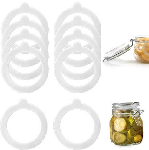 Gummiringe für Weckgläser 10 Stück Gummiringe Gläser Silikon Glasdichtungen Weiß Weich Ersatz Einmachgläser Innendurchmesser 6,8 cm Einkochringe Ersatz Einmachringe für Einmachgläser Deckel Weckgläser