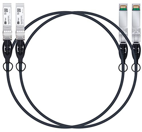 H!Fiber.com Lot de 2 câbles SFP+ DAC 10 Gb/s - 1,5 m - 10 GBase-CU - Câble Twinax SFP+ passif - Pour Cisco SFP-H10GB-CU1.5M, Ubiquiti, Netgear, et autres commutateurs ouverts et NIC