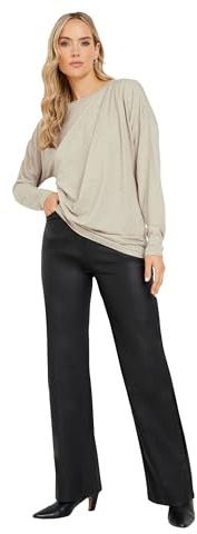 Long Tall Sally - LTS Tall Stone Brown Long Sleeve Draped Front Top - Women's