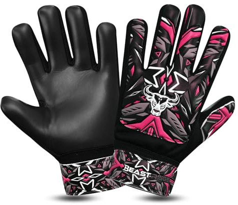 BEAST RAGE Torwarthandschuhe Kinder Gepolsterte Torwart Handschuhe für Kindero Fußball Torwarthandschuhean für Jungen, Kinderg (Rosa, Größe 8 (M/L))