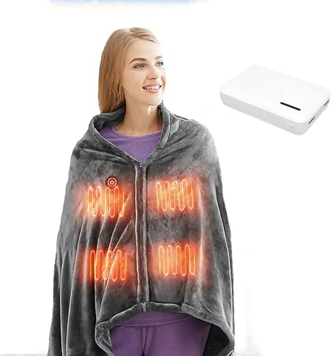 XNYXLPP Electric Blanket, Electric Heating Blanket Wearable Electric Blanket Heated Blanket Battery Operated,Electric Poncho Wrap Blanket Heated Throw