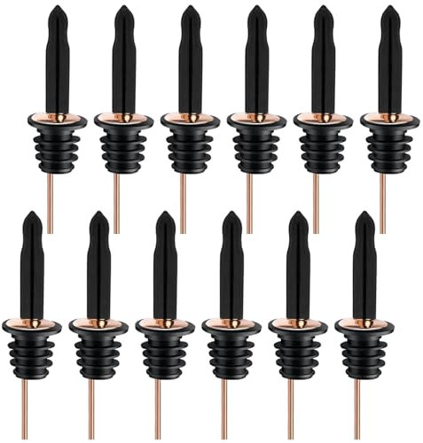 Pafusen 12 Stück Olivenöl Ausgießer mit Verschluss, Ausgießers für ölflaschen, Spirituosen-Ausgießer für Wein Schnaps öl Kaffee Sirup Essig (Roségold, ausgiesser mit Lange Kappe)