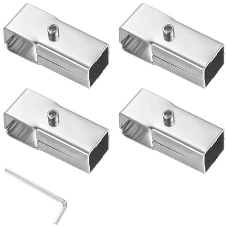 M METERXITY 4-Pack Structural Square Tubing T Clamps, Stainless Steel Pipe Connector for 1 or 25MM Pipe, Black