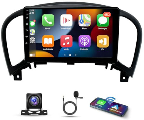9 Inch Android 13 Car Stereo for Nissan Juke 2010-2014 HD Touch Screen Double Din Car Radio Receiver w/Carplay Android Auto GPS Navigation Wifi Bluetooth FM/AM/RDS Radio SWC Backup Camera Mic, 2+32G