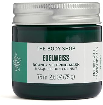 The Body Shop Edelweiss Bouncy Sleeping Mask (1x 75ml), Overnight Face Mask with Edelweiss & Hyaluronic Acid, Hydrating Face Cream for Dry Skin, Vegan Night Mask Skincare