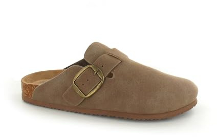 ella Shoes Faux Suede Adjustable Metal Buckle Comfort Footbed Mule Sandals (Mocha, UK Footwear Size System, Adult, Women, Numeric, Medium, 5)