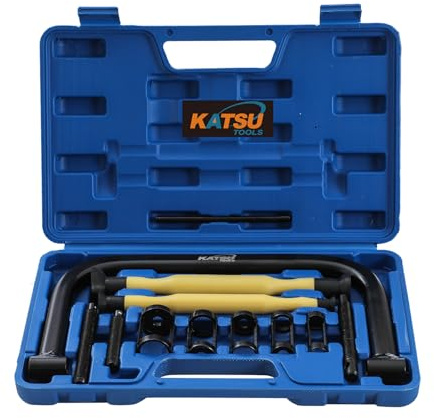 KATSU Tools 12-Piece Portable Valve Spring Compressor Tool Kit with Valve Lapper Set, for Car Van Motorcycle Automotive, Model 450342