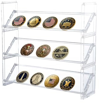 ZoeQide Coin Holder 3 Etagen Kunststoff mit Kartenfächern Challenge Coins | Münzen Aufbewahrung für Sammler mit Sortierung, geeignet für Büro oder Zuhause zur ordentlichen Präsentation von Sammlungen