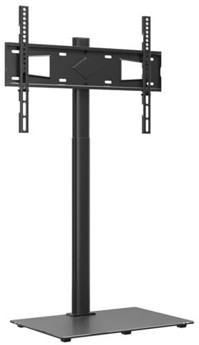 Gecheer Corner TV Stand with Swivel Function & VESA Compatibility - Black Steel & Glass - Fits TVs 32 to 65 inches Model379565