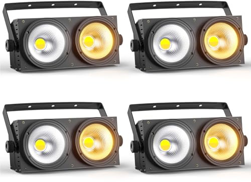 Erreyht 4PCS 200W COB Par Blanc Froid/Chaud Blinder Theatre Par LED, Eclairage Scene COB Effets avec D MX 8CH, Lumiere Scene pour église Mariage éclairage public Fête Halloween Noël
