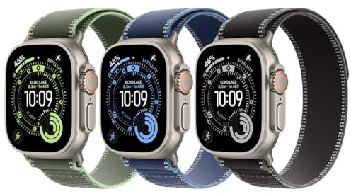 3 Stück Trail Loop Kompatibel mit Apple Watch Armband Ultra 3 2 49mm 46mm 45mm 44mm Damen Herren, Nylon Weich Sport Armbänder für iWatch SE 3 2 Series 11 10 9 8 7 6 5 4