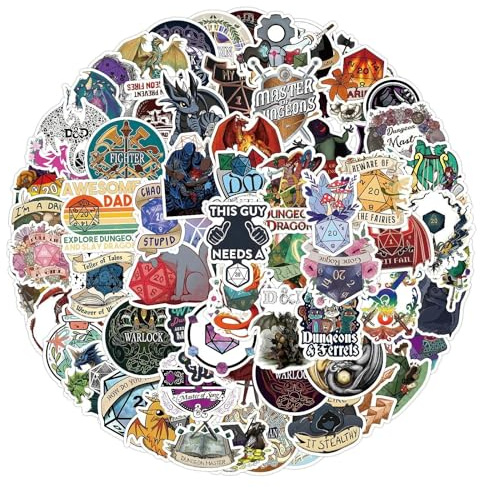 100 Stück Dungeons & Dragons Aufkleber, Kreative Graffiti Anime Sticker, Gaming Sticker Aesthetic für Laptop, Wasserflasche, Skateboard, Handy, Coole Aufkleber Wasserfest für Gamer und Teens