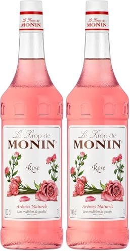 Monin Sirup Rose (1 x 1,0l) - für Cocktails und Desserts - blumiger Geschmack aus Rosenblüten - für Cocktails, Desserts und Limonaden - natürliche Zutaten (Packung mit 2)