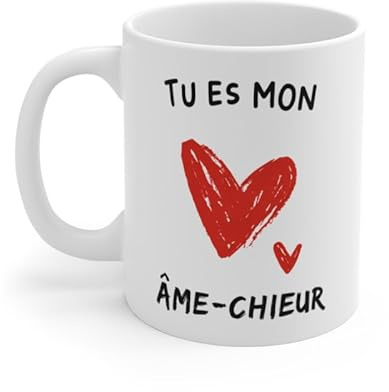 Teecustom Mug amour message tendre – Tu es mon âme-chieur – Tasse couple humour affectueux – Cadeau original romantique