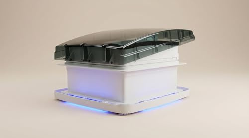 OstarkDom Ventilateur de plafond pour camping-car 12 V, 400 x 400 mm, avec télécommande, lumière LED, couvercle UV, flux réversible