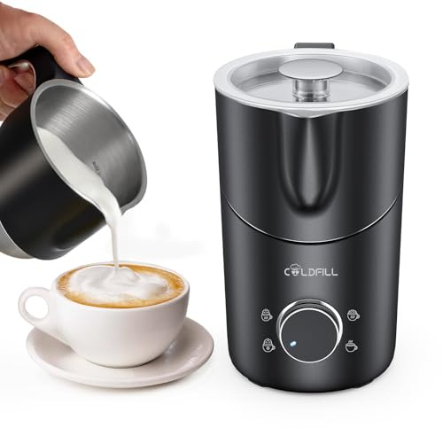 Milk Frother Electric 400ml, 8-in-1 Hot & Cold Milk Steamer for Cappuccino | Café-style Smooth Froth, Stainless Steel Removable Jug, Dishwasher Safe, Works with Oat & Almond Milk, for Daily Coffee