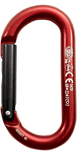 Kong Ovales gerades Aluminium-Tor Karabiner, rot/schwarz