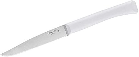 Opinel Bon Appetit+ 12C27 Sandvik Couteau de table en acier inoxydable à micro-denture et manche en polymère Gris clair
