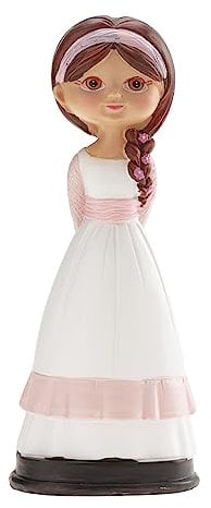 dekora - Dekorative Figur zur Erstkommunion - Mädchen mit Zopf - Aus Kunstharz gefertigt - Kuchendekoration - 15 cm hoch - Originales und detailliertes Design - Lebensmittelecht