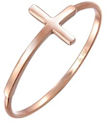 Elli PREMIUM Ring Damen Kreuz Motiv Modern aus 750 Roségold