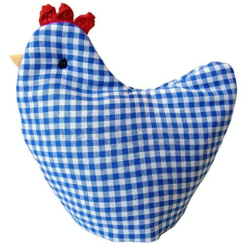 matches21 Eierwärmer Stoff Eiwärmer Huhn Landhaus kariert blau weiß & Herz gestickt für Küche & Tisch 12 cm